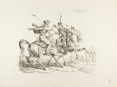 Hussaar die een Kozak met een Sabel Doodt door Carle Vernet