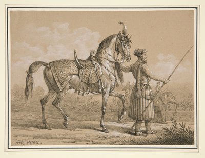 Mamelouk en Arabisch Paard door Carle Vernet