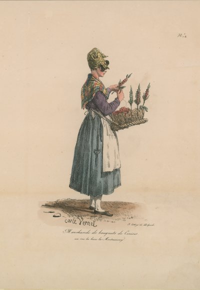 Marchande de bouquets de cerises door Carle Vernet