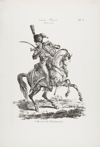 Koninklijke Wacht, Bereden Huzaren en Paard Nr. 6 door Carle Vernet