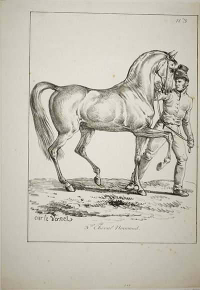 Koninklijke Garde, Normandische Ridder, niet in Vol Ornaat, en Paard, Nr. 3 door Carle Vernet