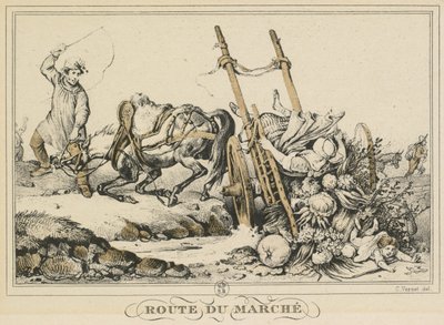 Scènes uit het Dagelijks Leven, Wegen en Paden: Weg naar de Markt, 1819 door Carle Vernet
