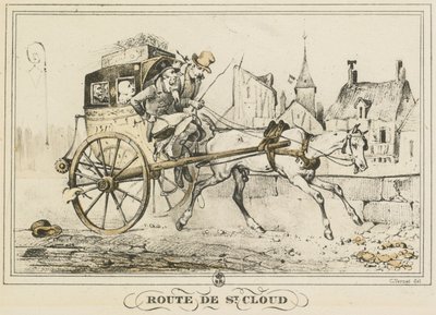Scènes uit het dagelijks leven, wegen en paden: Weg naar Saint-Cloud..., 1816 door Carle Vernet