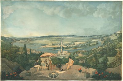 Uitzicht op Parijs vanaf het terras van het Pavillon de Brimborion door Carle Vernet