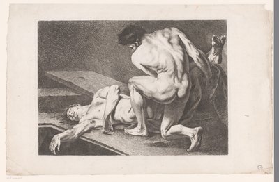 Academische studie van twee mannelijke naakten door Carle van Loo