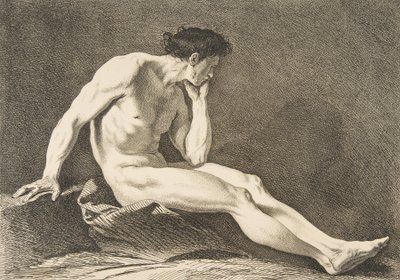 Een Académie: Zittende Man, 1742-43 door Carle van Loo