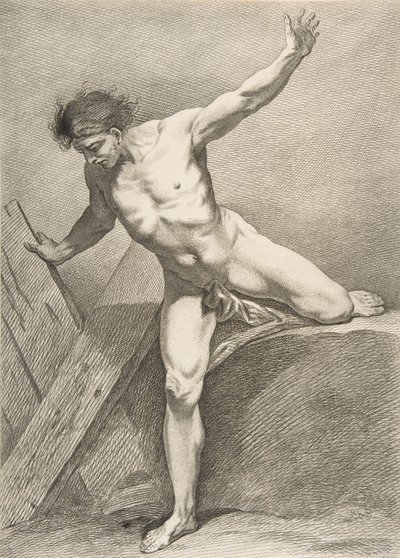 Een Académie: Man die op een Plank Leunt, 1742-43 door Carle van Loo