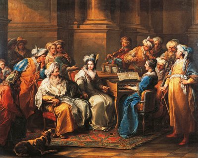Grote Turk geeft concert aan zijn minnares door Carle van Loo