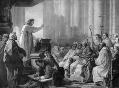 St. Augustinus predikend voor Valere, Bisschop van Hippo door Carle van Loo