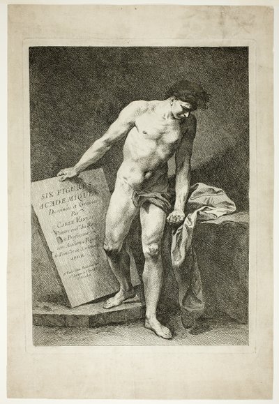 Titelpagina, van Six Figures Académiques (Zes Academische Figuren) door Carle van Loo