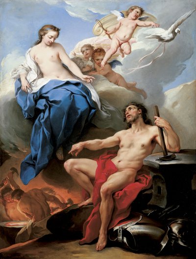 Venus vraagt Vulcan om wapens te maken voor Aeneas door Carle van Loo