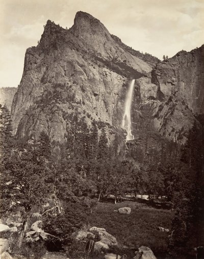 Bridal Veil Fall, 940 voet, Yosemite, ca. 1872, gedrukt ca. 1876 door Carleton E. Watkins.