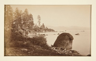 Vier Spoorscenes en Vier Uitzichten op Lake Tahoe: Lake Tahoe vanaf Artist Point door Carleton E. Watkins