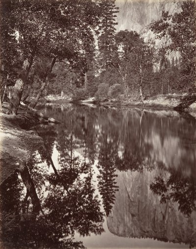 Spiegelbeeld van El Capitan, Yosemite door Carleton E. Watkins.