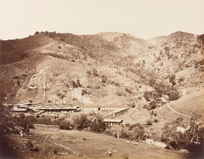 De werken en de mijn, New Almaden, Santa Clara, Californië door Carleton E. Watkins