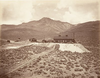 Gebouwen van de Sutro Tunnel door Carleton Emmons Watkins