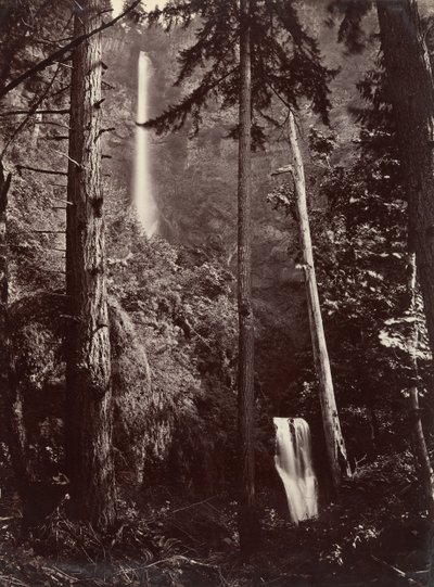 Multnomah Falls, Oregon, 1867 door Carleton Emmons Watkins