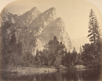 Pompomasos springende kikkers, drie broers, 1861 door Carleton Emmons Watkins