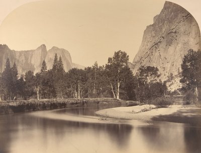Rivierzicht, door de vallei, Cathedral Rock links door Carleton Emmons Watkins