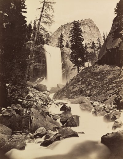 Vernal Fall, Yosemite, 1865-66, gedrukt ca. 1875 door Carleton Emmons Watkins