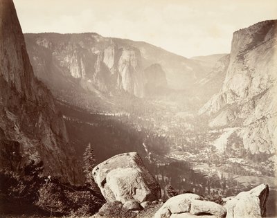 Yosemite Valley vanaf Union Point door Carleton Emmons Watkins