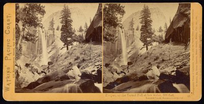 Piwyac, of de Vernal Fall, 300 voet, Yosemite Valley, Mariposa County, Cal door Carleton Watkins