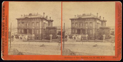Residentie van Gouverneur Stanford, Cal. St. Hill, S.F door Carleton Watkins