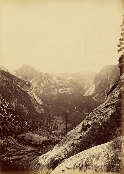 [The Domes from the Foot of the Upper Yosemite]. door Carleton Watkins