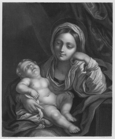 De maagd en het kind, van het schilderij in de Koninklijke Collectie door Carlo (after) Maratta or Maratti