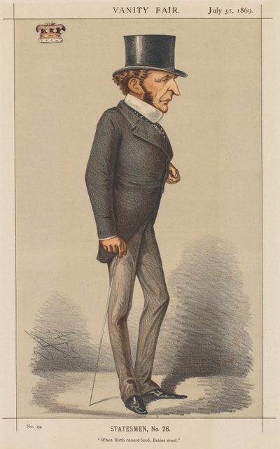 Vanity Fair: Staatsman Nr. 26 Wanneer Geboorte niet kan leiden, moeten Hersenen dat doen, 1869 door Carlo