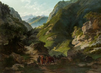 Reizigers in de bergen door Carlo Ademollo