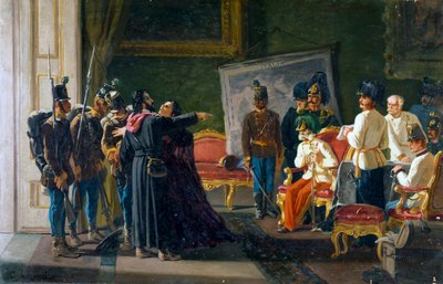 Ugo Bassi en zijn zus Carlotta in Villa Spada, ca 1866, olieverf op doek, door Carlo Ademollo door Carlo Ademollo