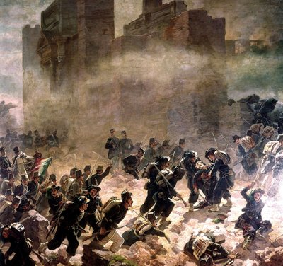 bres in Pia-poort in Rome ten tijde van Risorgimento (eenwording van Italië) 1870 door Carlo Ademollo