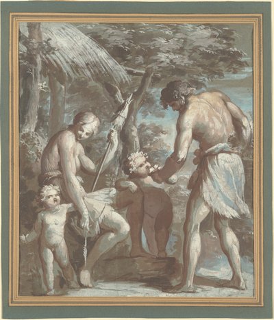 Adam en Eva met Kaïn en Abel door Carlo Alberto Baratta
