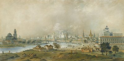 Uitzicht op het Kremlin van Moskou vanaf de Ustinsky-brug door Carlo Bossoli
