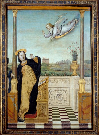 Aankondiging. Centraal paneel van een drieluik door Carlo Braccesco