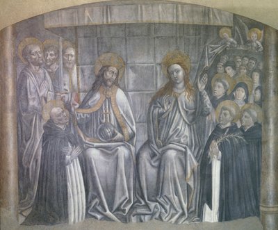 Christus geeft de wereld aan Sint Dominicus in aanwezigheid van de Maagd Maria, fresco door Carlo Braccesco door Carlo Braccesco