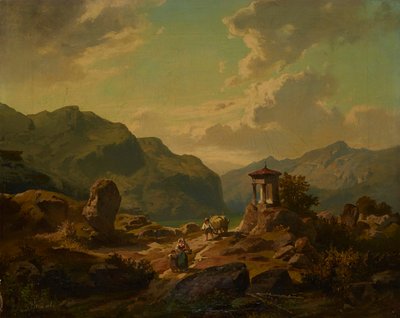 Berglandschap met meer door Carlo Brioschi