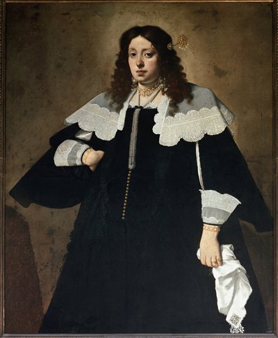 Portret van een dame met een witte zakdoek door Carlo Ceresa