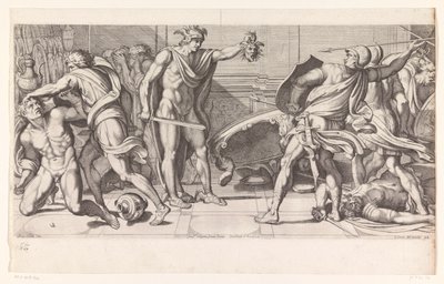 Phineus en zijn volgelingen in steen veranderd door Carlo Cesio