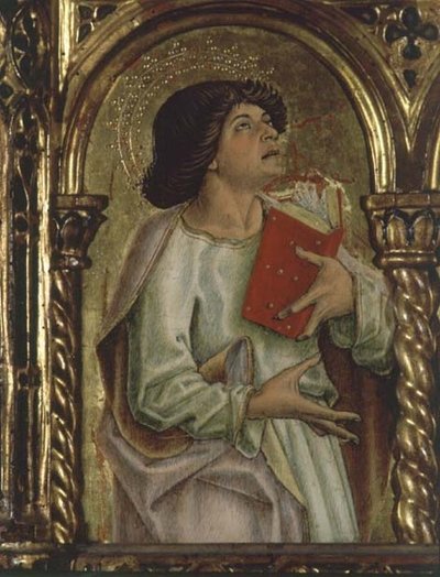 Een apostel (detail) door Carlo Crivelli