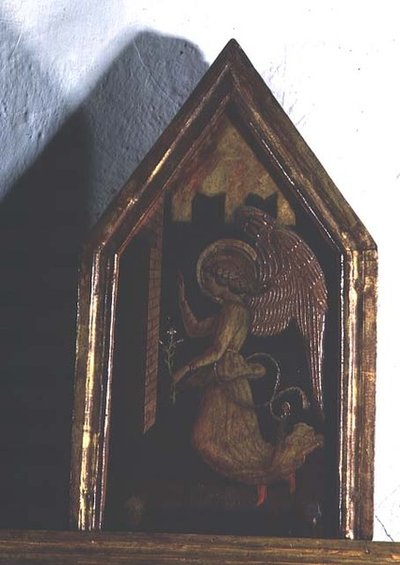 Aartsengel Gabriël (detail) van het San Silvestro polyptiek door Carlo Crivelli