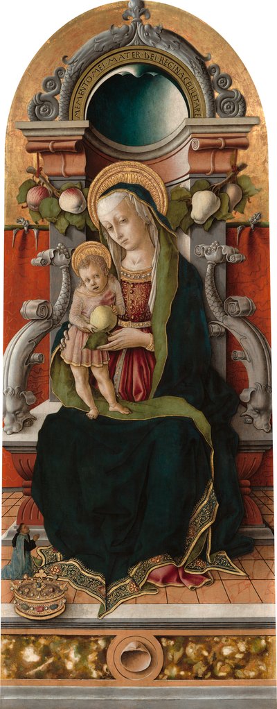 Madonna en Kind op de Troon met Donor door Carlo Crivelli