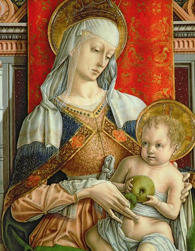 Madonna en Kind (detail) door Carlo Crivelli