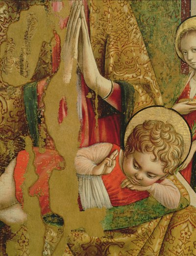 Madonna en Kind (detail) door Carlo Crivelli
