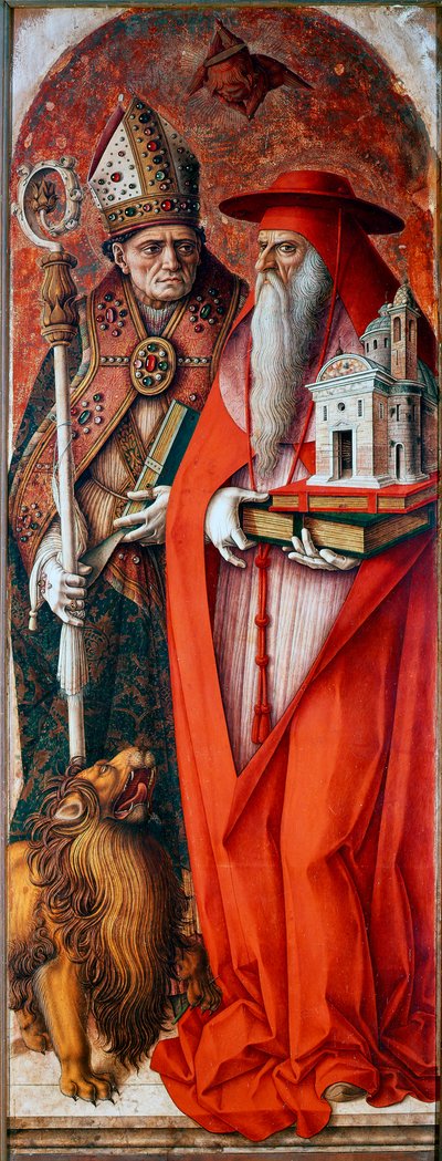 Polyptiek van de kathedraal van Camerino: Sint Hiëronymus en Sint Augustinus door Carlo Crivelli