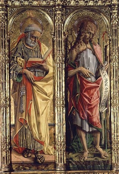 Sint-Pieter en Sint-Jan de Doper (detail) door Carlo Crivelli