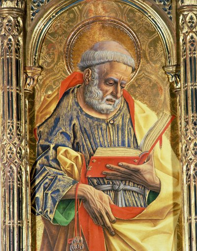 St. Petrus (detail) door Carlo Crivelli