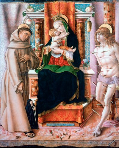 De Maagd en het Kind met de Heiligen Franciscus en Sebastiaan, 1491 door Carlo Crivelli