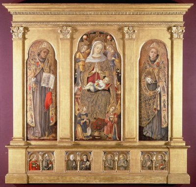 Maagd en Kind met Heiligen Bonaventura en Louis van Toulouse, c.1489 door Carlo Crivelli